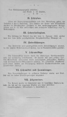 III. Lehrerkollegium