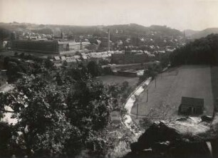 Waldheim. Stadtansicht. Blick vom Kreuzfelsen des Meinsberger Spitzberges nach Südsüdost