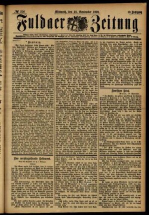 Ausgabe vom Mittwoch, den 21. September 1892.