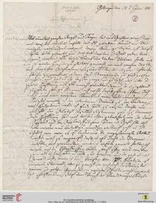 Nachlass Georg Gottfried Gervinus. Korrespondenz Carl und Sophie Oesterley/Georg Gottfried und Viktoria Gervinus: Brief von Carl Oesterley und Sophie Oesterley an Georg Gottfried Gervinus und Viktoria Gervinus