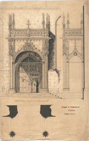 Dolmetsch, Heinrich; Rottweil; Kath. Münster Hl. Kreuz, Erneuerung Südportal - Südportal (Grundriss, Ansichten)