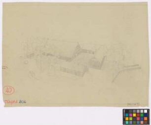 Wehdel ([Landkreis Bersenbrück]): Hof Wehlburg. - Hofanlage (Isometrische Darstellung)