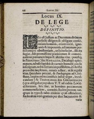 Locus IX. De Lege.