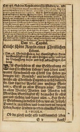 Cap. XL. Etliche schöne Regeln eines Christlichen Lebens