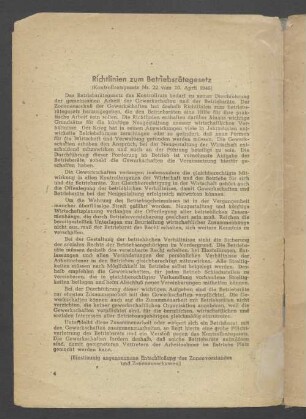 Richtlinien zum Betriebsrätegesetz