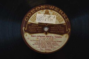 Duett zwischen Alfred u. Violetta : aus "Traviata" I. Akt "So hold, so reizend" / (Verdi)