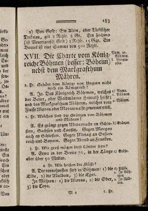 XVII. Die Charte vom Königreiche Böhmen (besser: Böheim) nebst dem Markgrafthum Mähren.