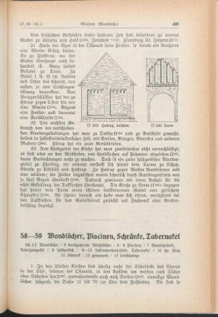 58-59 Wandlöcher, Piscinen, Schränke, Tabernakel