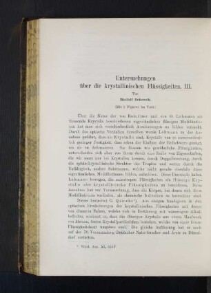 Untersuchungen über die krystallinischen Flüssigkeiten. III.