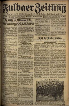 Erste Ausgabe vom Sonntag, den 07. Dezember 1930.