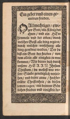 Ein gebet umb einen gemeinen frieden.