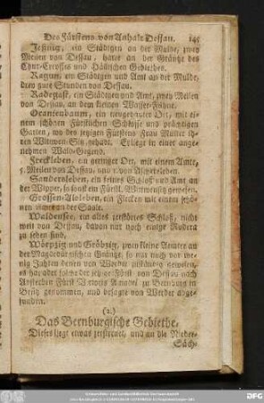 (2.) Das Bernburgische Gebiethe.