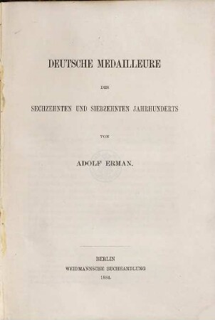 Deutsche Medailleure des sechzehnten und siebzehnten Jahrhunderts