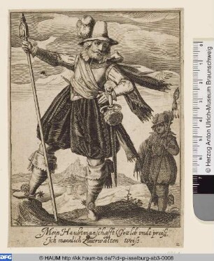 Zwei stehende Soldaten mit Lanzen