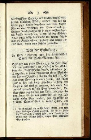 I. Von der Erstickung, ... - IX. Von den Wirkungen des flüchtigen Alkali in Schlagflüssen.