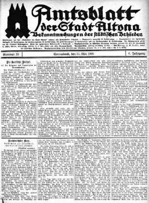 Nummer 20 : Sonnabend, den 15. Mai 1926