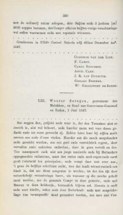 LIII. Wouter Seroijen, gouverneur der Molukken, ..., 1 Juni 1647