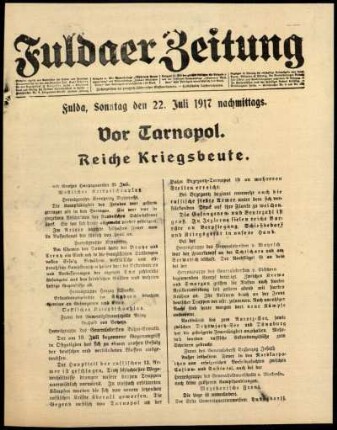 Ausgabe vom Sonntag, den 22. Juli 1917.