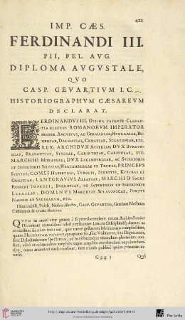 Imp. Caes. Ferdinandi III.