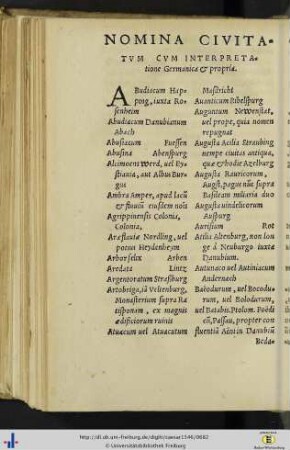 Nomina civitatum cum interpretatione Germanica & propria.