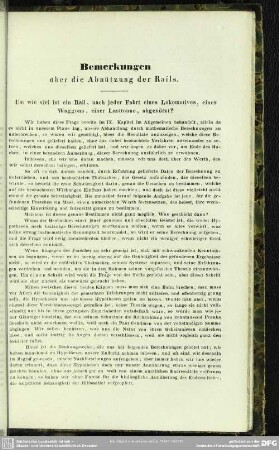Bemerkungen über die Abnützung der Rails