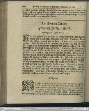 Am Sonntag Cantate. Treue des Predigt-Amts. Evangelium Joh. XVI, 5-15