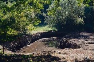 Potsdam, Park Sacrow, Beginn der Auskofferung in der Thusnelda-Senke.