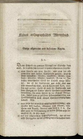 Kleines orthographisches Wörterbuch.