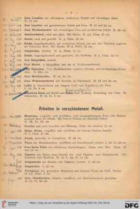 Arbeiten in verschiedenem Metall (Nr. 130-155)