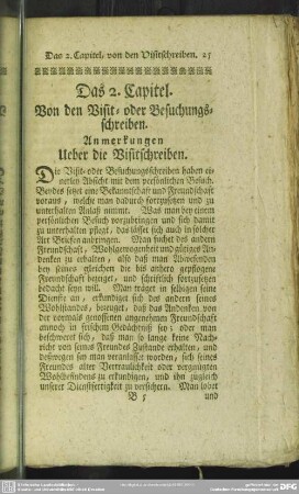 Das 2. Capitel. Von den Visit- oder Besuchungsschreiben