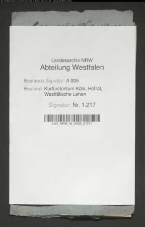 Belehnung für Goswin Konrad von Ketteler zu Hovestadt mit dem Ketteler-, Rodenberg- und Nölcken von Mellrich-Burglehen zu Hovestadt
