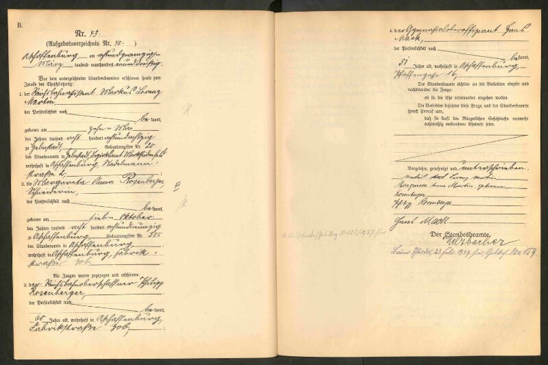 Standesamtsbuch der Stadt Aschaffenburg: Eheschließungen 252/1930 - 130/1931