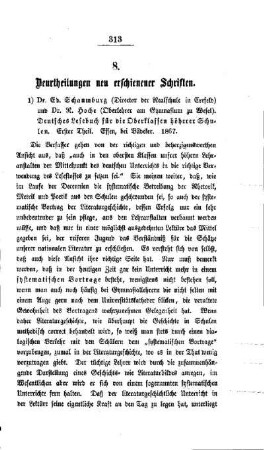 Beurtheilungen neu erschienener Schriften