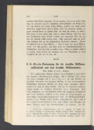 D. K. Grauls Bedeutung für die deutsche Missionswissenschaft und das deutsche Missionsleben