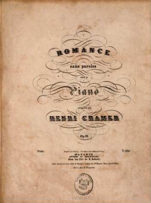 Romance sans paroles : pour le piano ; op. 21