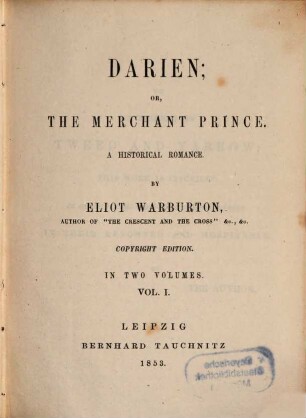Darien; or, the Merchant Prince : a historical Romance, 1