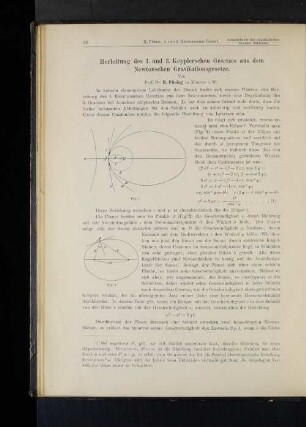 Herleitung des 1. und 3. Kepplerschen Gesetzes aus dem Newtonschen Gravitationsgesetze.