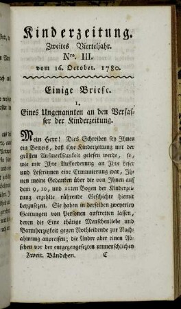 Nro. III. vom 16. October 1780
