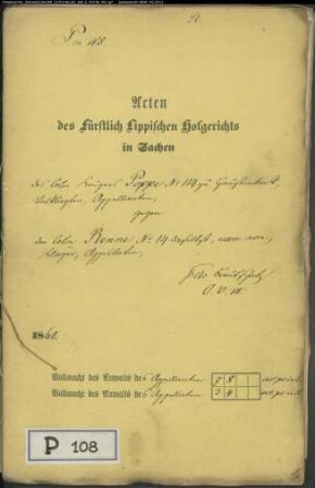 Poppe, Krüger Nr. 114 zu Haustenbeck gegen Renne Nr. 14 aus Haustenbeck