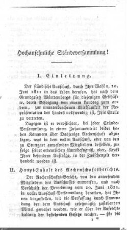 Rechenschafts-Bericht des ständischen Ausschusses 1823