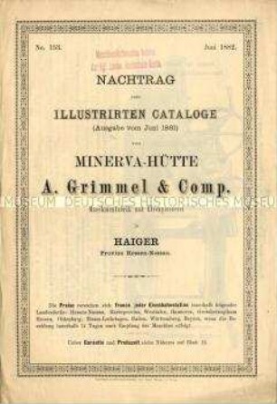 Nachtrag zum illustrierten Katalog (Ausgabe Juni 1881)