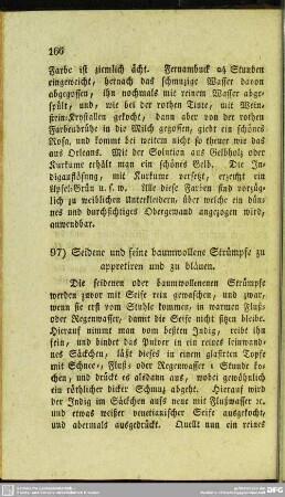 97. Seidene und feine baumwollene Strümpfe zu appretiren und zu bläuen