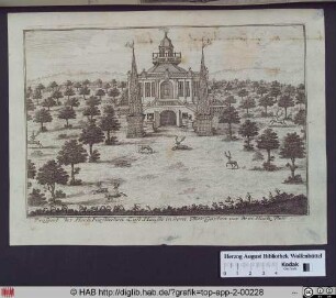 Prospect des Hoch Fürstlichen Lust Hauses in dem Thier Garten vor dem Hartz Thor
