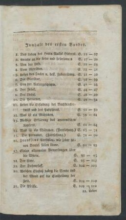 Innhalt des ersten Bandes.