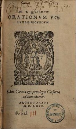 M. T. Ciceronis orationum volumen ..., 2