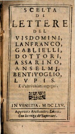 Scelta di lettere del Visdomini, Lanfranco, Gablielli