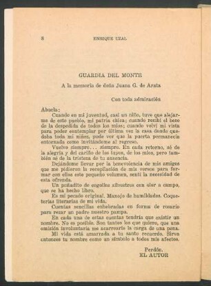 Guardia del monte : A la memoria de doña Juana G. de Arata
