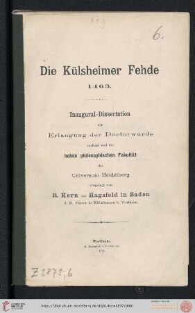 Die Külsheimer Fehde 1463