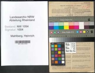 Entnazifizierung Heinrich Mahlberg , geb. 09.08.1885 (Strassenmeister)
