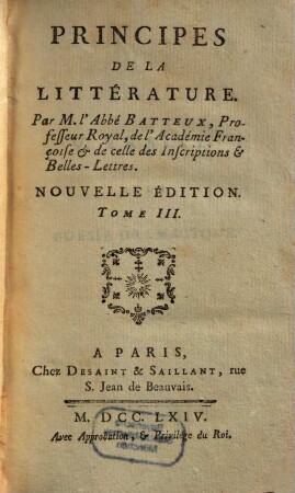 Principes de la littérature, 3